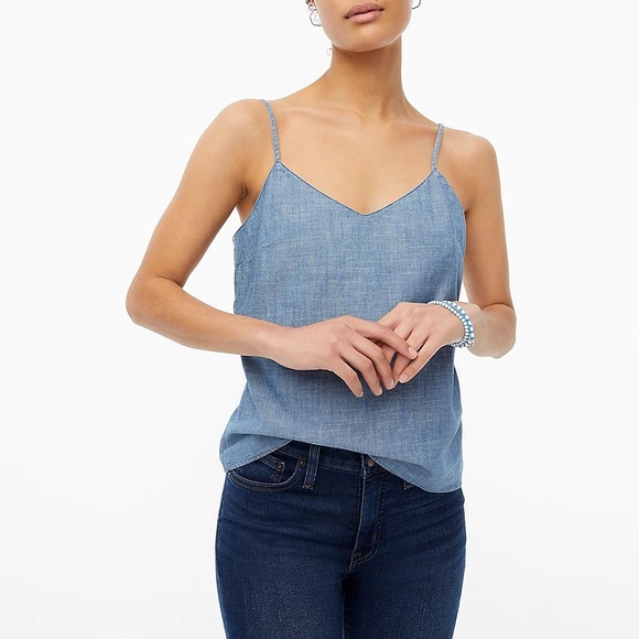 🆕 J.Crew Factory Chambray Cami top - size 10 - NWT - Picture 6 of 7